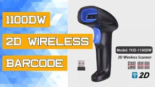 1100DW 2D Wireless Barcode Scanner 1D QR Bar Code Reader 2.4G USB 2-in-1 Warehouse Pharmacy and Libr