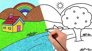 ️️How to Draw Scenery Drawing for Kids | STEP BY STEP Easy Drawing and Coloring for Kids