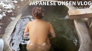 JAPANESE ONSEN VLOG| Fantastic open-air rock bath with snowfall | Miyagi,ZAO