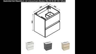 Badmöbel Set Waschtisch mit Unterschrank Becken Wei 50 60 80 100 120cm