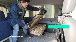 Foldaway Seat with Table in a Ford Transit