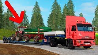 НОВЫЙ КАМАЗ С ПРИЦЕПОМ - ПЕРЕВОЖУ ТРАКТОРА НА ФЕРМЕ - FARMING SIMULATOR 2017 МОДЫ