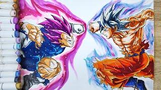 Drawing Goku Mastered Ultra instinct Vs Vegeta Ultra Ego [ Dragonball ]