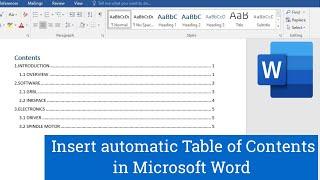 How to Insert Table of Contents in Word | Microsoft Word ⏩