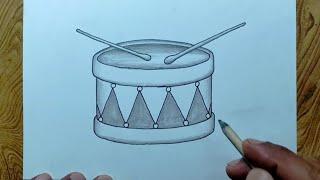 How to draw drum easy steps for beginners