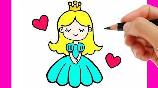 CÓMO DIBUJAR UNA PRINCESA facil paso a paso - como dibujar una princesa kawaii