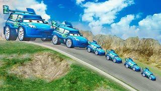 Big & Small DJ PIXAR CARS vs DOWN OF DEATH in BeamNG drive