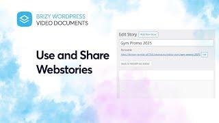 Share a Webstory URL and how to incorporate it on your site | Brizy Video Documentation, WordPress