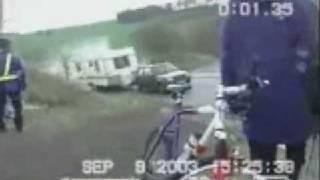 Little Car Pulling a HUGE Trailer up a hill Crash