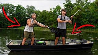 1v1 JON BOAT Fishing Challenge!! - Whoever Catches the MOST Fish WINS!!