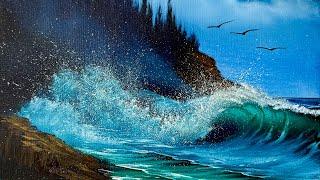 Oregon Coast Seascape with Liquid Clear #LIVEArt #OilPainting #FreeTutorial #PaintWithJosh #BobRoss