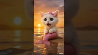A Mermaid Cat’s Escape: From Her Father’s Shadow to Her Mother’s Arms #ai #catlovers #kitten #cat