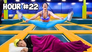 24 HOUR OVERNIGHT CHALLENGE IN TRAMPOLINE PARK!