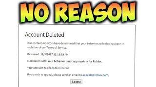 ROBLOX terminated my account for NO REASON *PROOF*