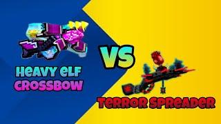 Heavy Elf Crossbow VS Terror Spreader | Pixel Gun 3d ( Shooting in 3 directions Primary weapon )