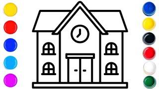 House Drawing Easy For Kids | Drawing House For Kids Step By Step | Simple House Drawing For Kids |