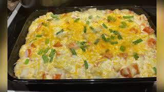 Chinese buffet style: cheesy crab casserole