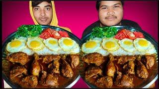 Egg Poach & Spicy Chicken Curry With Rice Eating Challenge || Food Competition ||AHFOODCHALLENGE ||