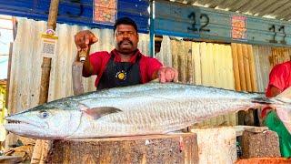 KASIMEDU  SPEED SELVAM | 17 KG BIGGEST FRESH SEER FISH CUTTING VIDEO | IN KASIMEDU | FF  CUTTING