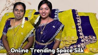 Mega Online TrendingSpace Silk Silver & Gold Designer Cut Work Sarees For SaleBuy Now