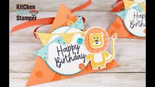 Stampin' Up! Birthday Bonanza Triangle Treat Box Tutorial with Kitchen Table Stamper
