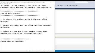 Fix Prevent saving changes that require the table to be re-created SQL Server Error -My Code Academy