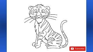 how to draw tiger for kids easy drawing