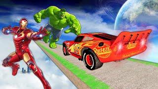 EXTREME SUPERHERO DOWN OF DEATH vs PIXAR CARS in BeamNG.drive