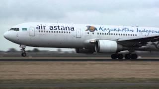 P4-KCB | Air Astana Boeing 767-300 Takeoff Amsterdam Runway 36L | 26 February