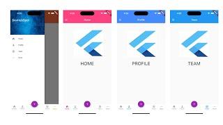  Flutter Drawer (Side Menu) + Bottom Tab Bar with Fab Button Custom UI