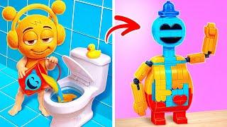 WOW!  Sprunki x Doe the Doughman Toilet Battle!  Crazy DIY Fidgets & Lego Kits