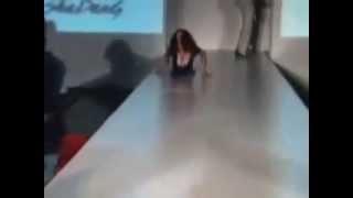 model falls in a hole