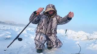 Енисей. Рыбалка в -35°C на летнюю удочку.