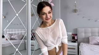 4K] NO BRA | Try on Haul with Petite Olya| White blouse