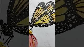  butterfly on a flower painting ️|| painting with flower #painting#short