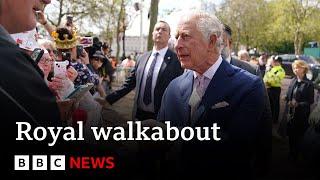 King Charles, Prince William and Kate greet public before Coronation - BBC News
