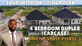 Touring A 4 Bedroom Duplex + BQ (Carcass) Inside AMEN ESTATE PHASE 3 | Floor Plans Available