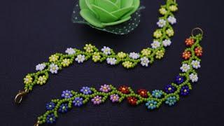 Beaded Daisy Chain Bracelet Tutorial// Flower Bracelet Tutorial// How To Make Beaded Bracelet