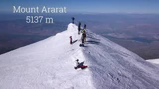 Climbing Mount Ararat. Drone video from the summit of Mount Ararat.