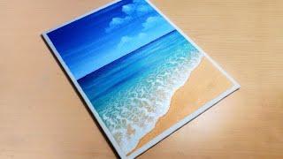 Easy Seascape Painting | Beach Acrylic Painting Tutorial for Beginners | Ocean Beach Scenery Acrylic