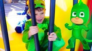 PJ Masks Play At HUGE Playground PARK! Catboy & Gekko BFF!