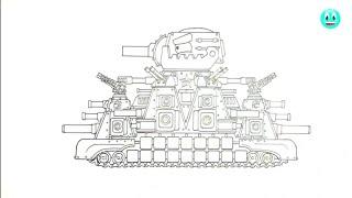 How to draw a cartoon KV44m. homeanimatones -cartoon about tanks.