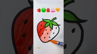 Satisfying Strawberry colouring 🟢 #shorts #art #satisfying #creative  @mohonas.artworld