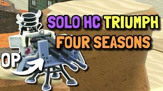 SOLO HARDCORE TRIUMPH ON FOUR SEASONS WITH GATLING GUNNER | Roblox Tower Defense Simulator TDS