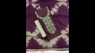 *Exclusive Jam Cotton Neck Embroidery Work  Top with CHIFFON DUPATTA Dress Material