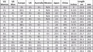 Shoe Size Comparison Chart For Men And Woman