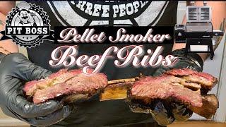 SMOKED BEEF RIBS DONE ON THE PIT BOSS PLATINUM LOCKHART PELLET SMOKER/HOW TO SMOKE/BBQ BEEF RIBS