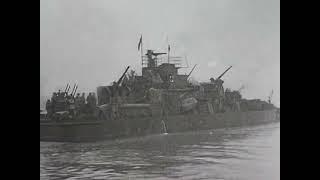 River Monitor Bechelaren on the Danube with other gunboats engaging Soviet Sturmoviks in 1944