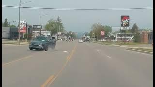 A truck literally driving it until the wheels fall off in Sault St. Marie on Memorial Day