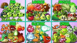 PvZ2 - 6 Team PEA x PULT x ELECTRIC x SPEAR x FIRE x MUSCLE - Which Team Plant Will Win ?